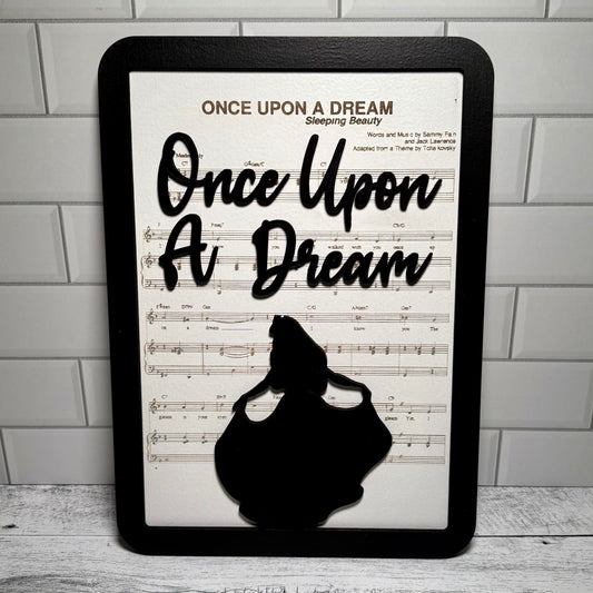 NEW Upon A Dream | Framed Playlist Sign | Park-Inspired Framed Sign | Wooden Wall Art & Handmade Home Decor | 10.9in x 18.5in