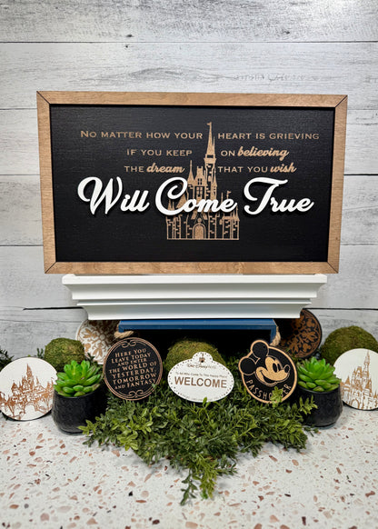 Will Come True Park-Inspired Framed Sign | Wooden Wall Art & Handmade Home Decor | 10.9in x 18.5in