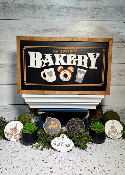 Main Street Bakery Framed Sign - Black & White