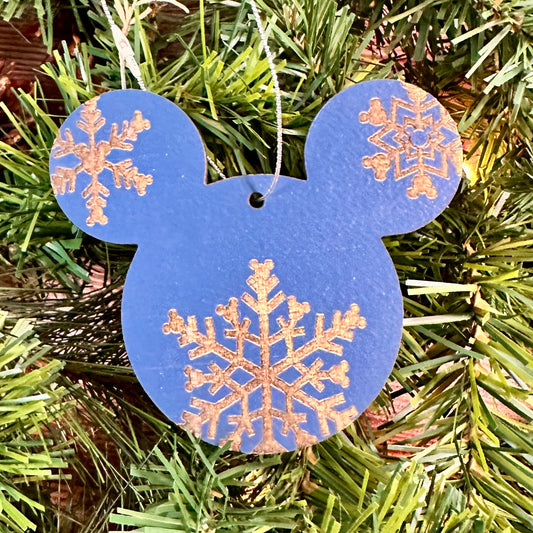 Blue Snowflake Mouse Christmas Ornament