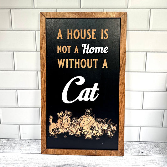 Cat Home Park-Inspired Framed Sign | Wooden Wall Art & Handmade Home Decor | 10.9in x 18.5in