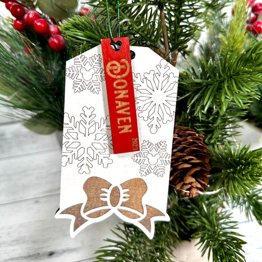 Christmas Bow | Custom Christmas Ornament/ Name Tag