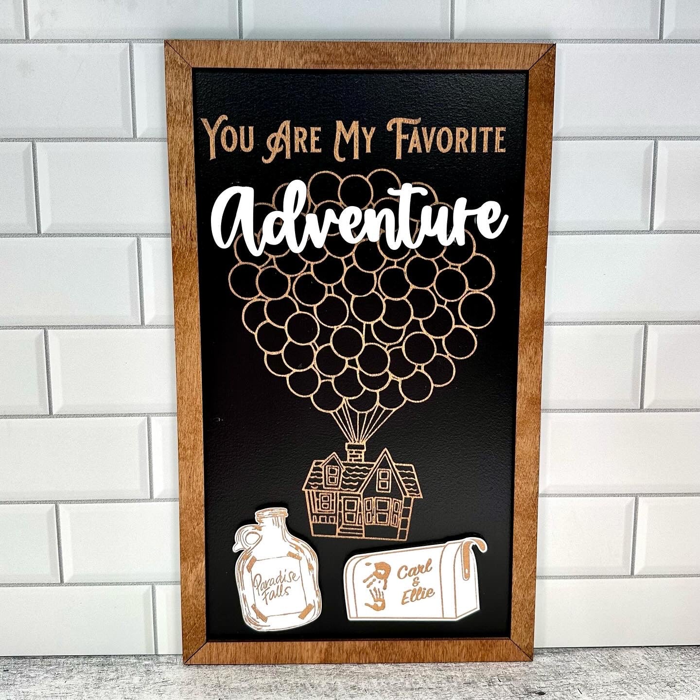 My Favorite Adventure Park-Inspired Framed Sign | Wooden Wall Art & Handmade Home Decor | 10.9in x 18.5in