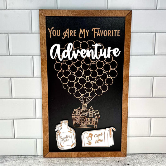 My Favorite Adventure Park-Inspired Framed Sign | Wooden Wall Art & Handmade Home Decor | 10.9in x 18.5in