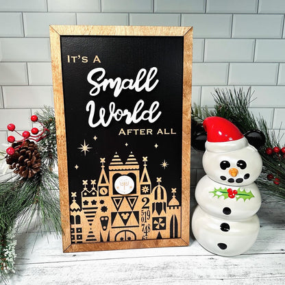 It’s A Small World Park-Inspired Framed Sign | Wooden Wall Art & Handmade Home Decor | 10.9in x 18.5in