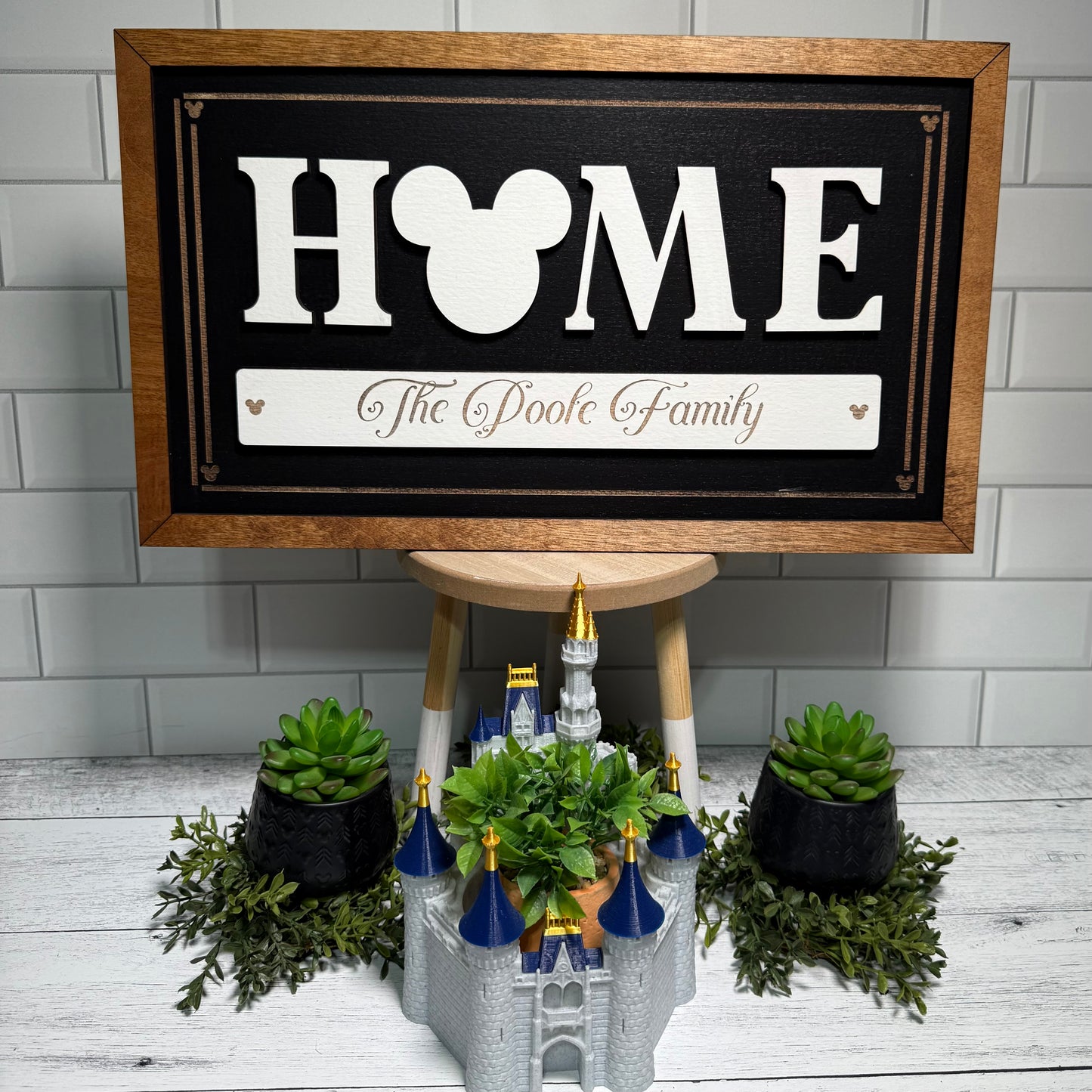 NEW Home CUSTOM BANNER Park-Inspired Framed Sign | Wooden Wall Art & Handmade Home Decor | 10.9in x 18.5in