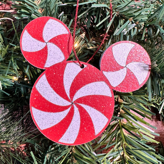 Red Peppermint Mouse Christmas Ornament