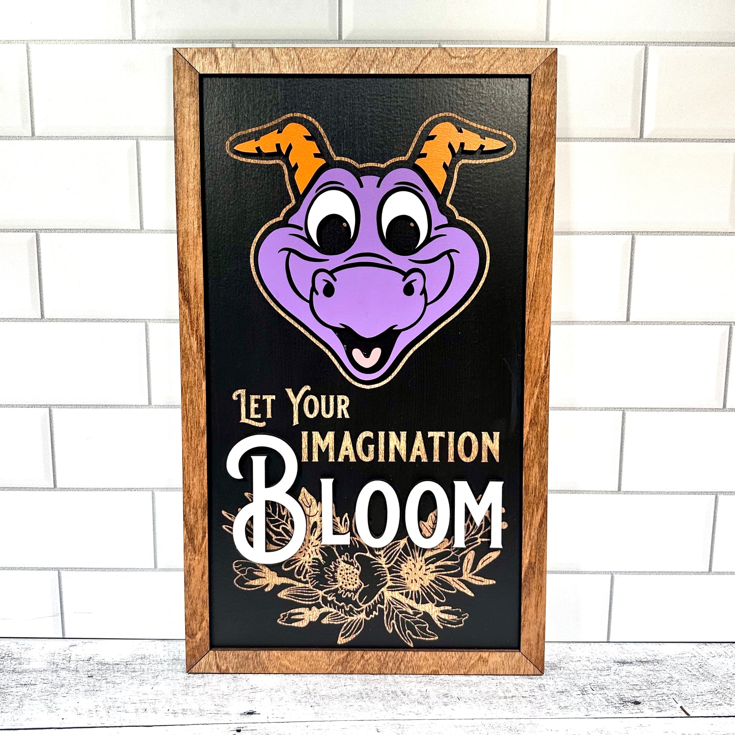 Blooming Imagination Park-Inspired Framed Sign | Wooden Wall Art & Handmade Home Decor | 10.9in x 18.5in