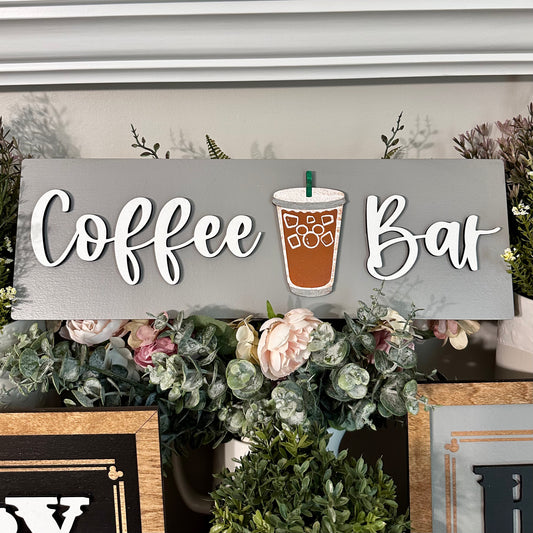 Iced Coffee Bar Sign - Gray