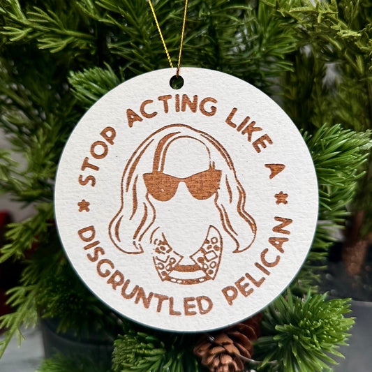 Disgruntled Pelican Christmas Ornament