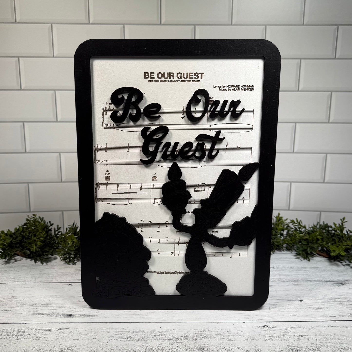 NEW Be Our Guest | Framed Playlist Sign | Park-Inspired Framed Sign | Wooden Wall Art & Handmade Home Decor | 10.9in x 18.5in