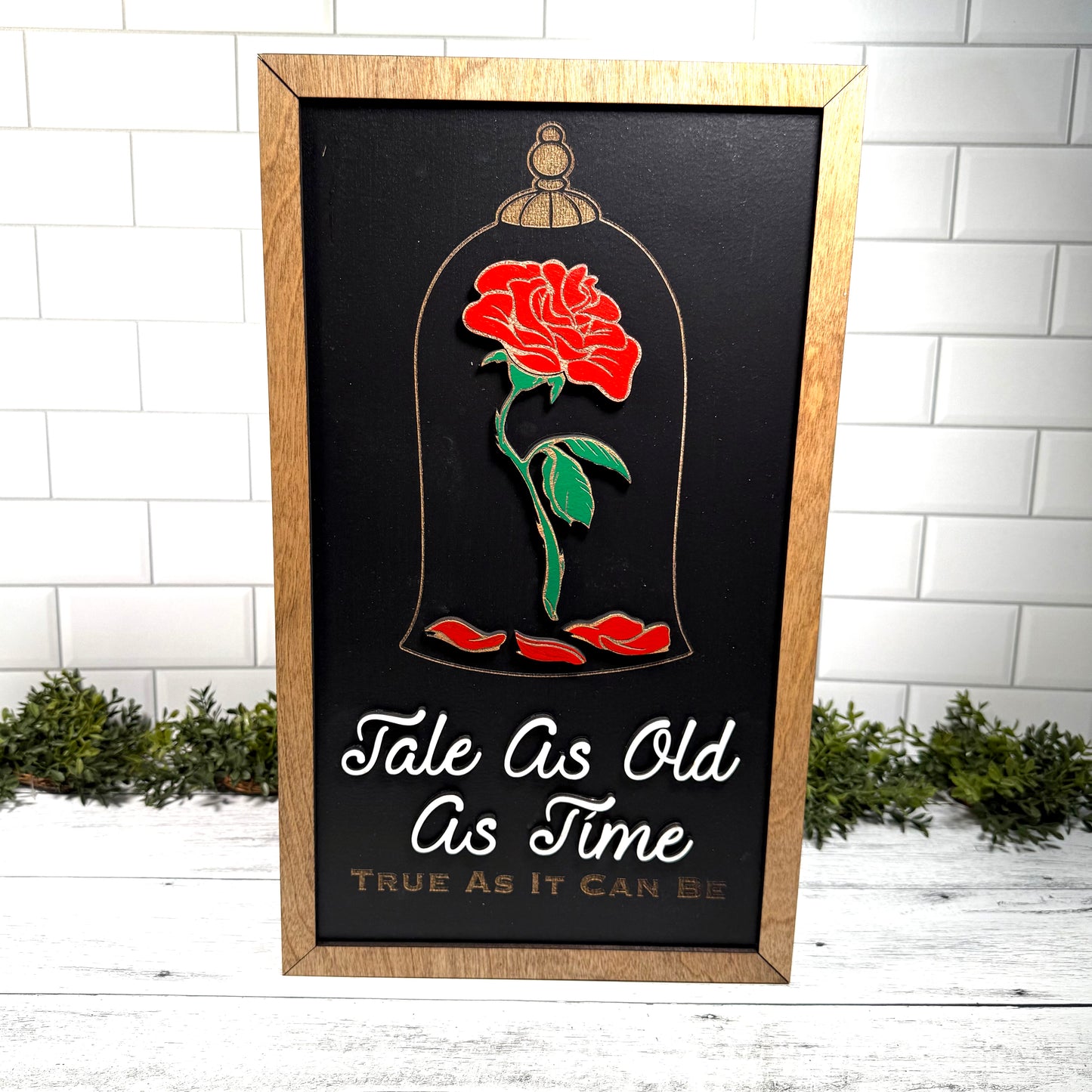 NEW Enchanted Rose  Park-Inspired Framed Sign | Wooden Wall Art & Handmade Home Decor | 10.9in x 18.5in