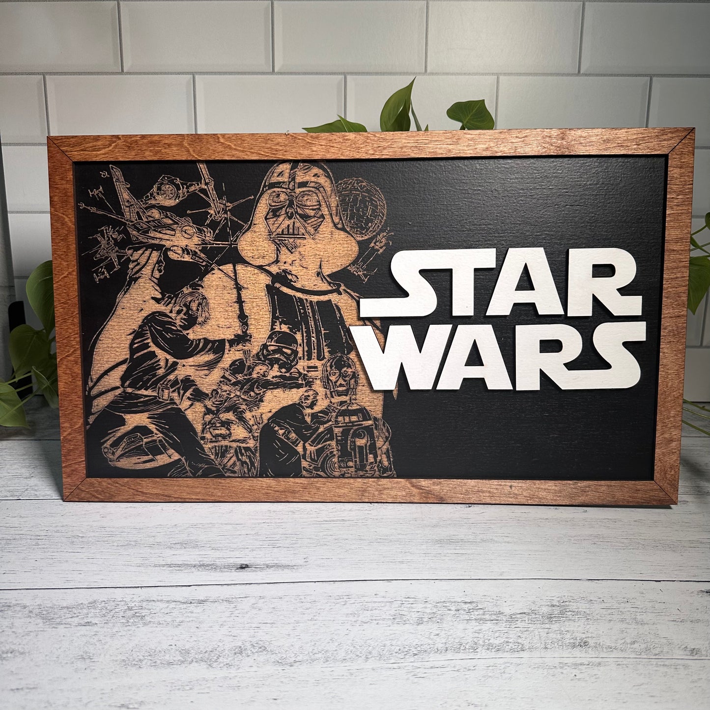 Far Far Away Galatic Park-Inspired Framed Sign | Wooden Wall Art & Handmade Home Decor | 10.9in x 18.5in