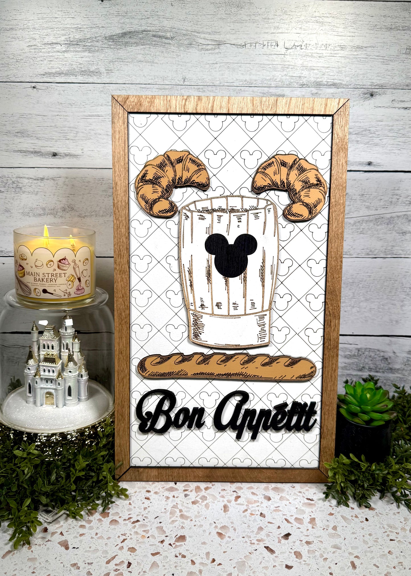 Bon appétit, Park-Inspired Framed Sign | Wooden Wall Art & Handmade Home Decor | 10.9in x 18.5in