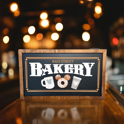 Main Street Bakery Framed Sign - Black & White