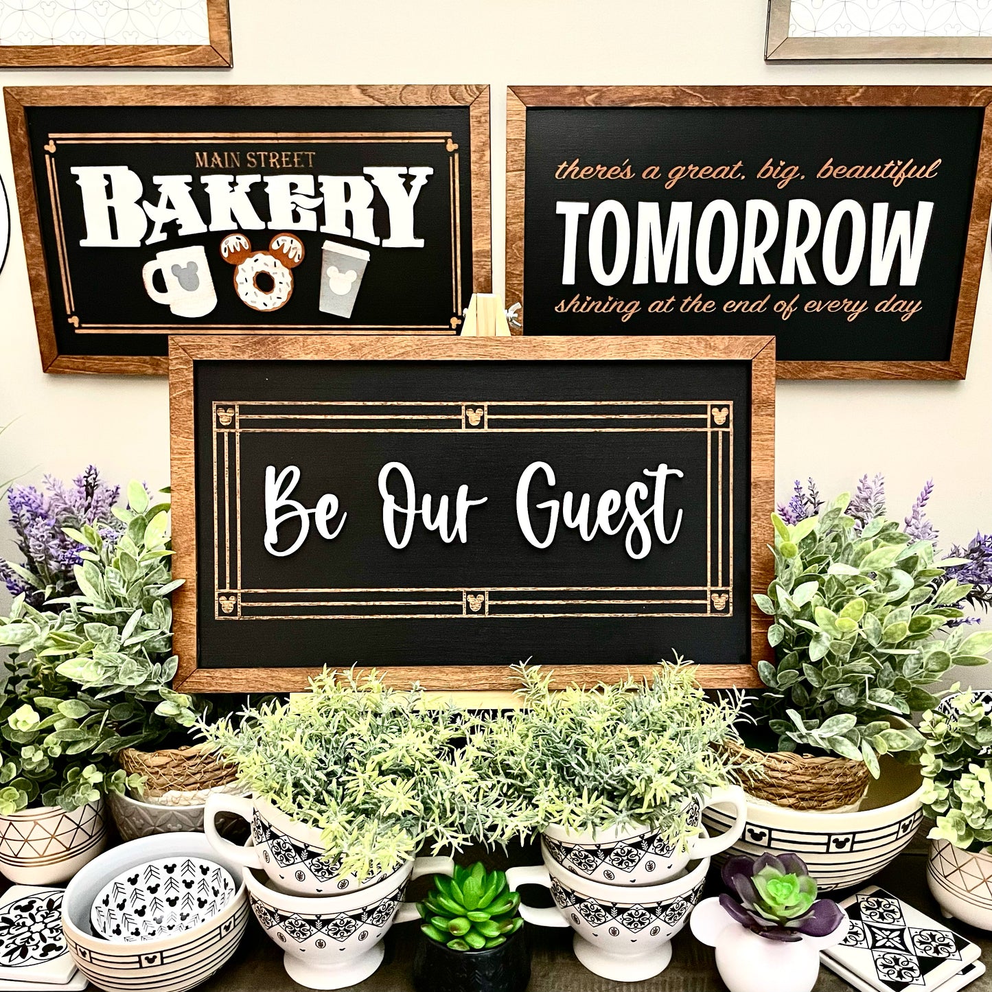 Be Our Guest Park-Inspired Framed Sign | Wooden Wall Art & Handmade Home Decor | 10.9in x 18.5in