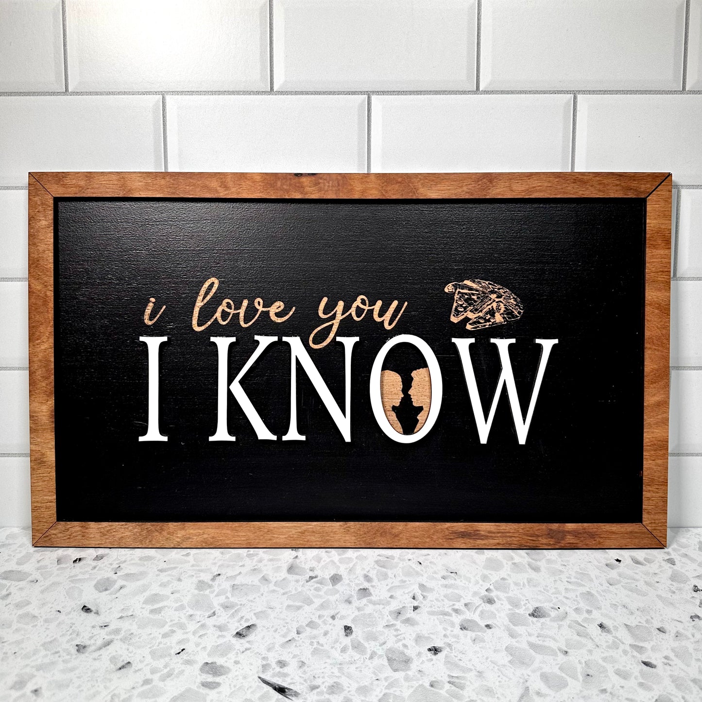 I Love You | I Know Park-Inspired Framed Sign | Wooden Wall Art & Handmade Home Decor | 10.9in x 18.5in